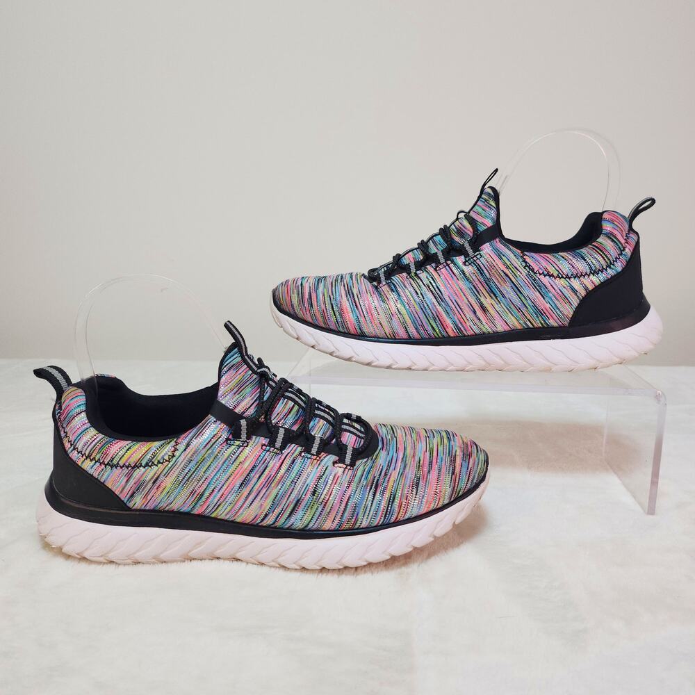 Rainbow Glitter Sneakers 7 Multi Color Sparkle Shimmer Slip On Kidcore Neon Rave - Picture 4 of 13